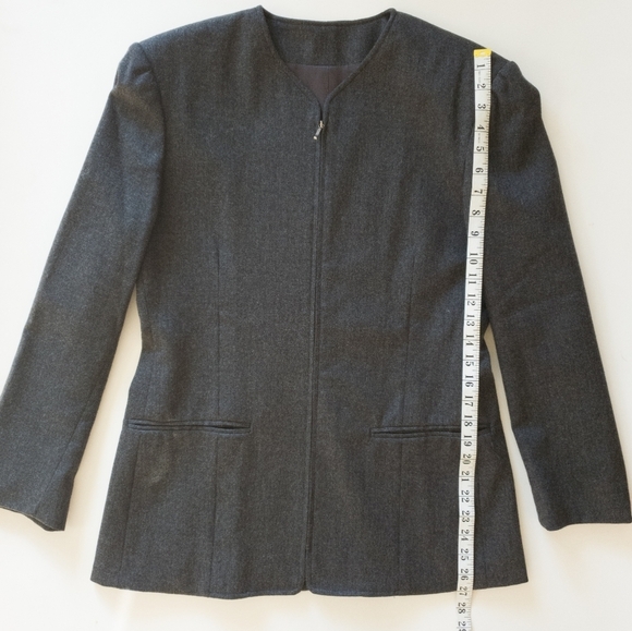 Sisley Grey Wool Zippered Classic Blazer Jacket - Picture 11 of 11
